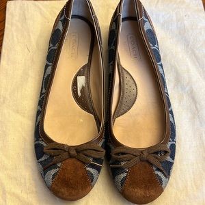 Coach Denim/Brown Suede Flats